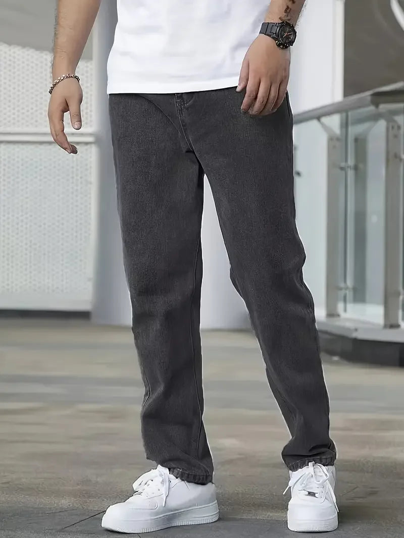 Men'S Jeans, Dark Gray Jeans, Straight Leg Jeans