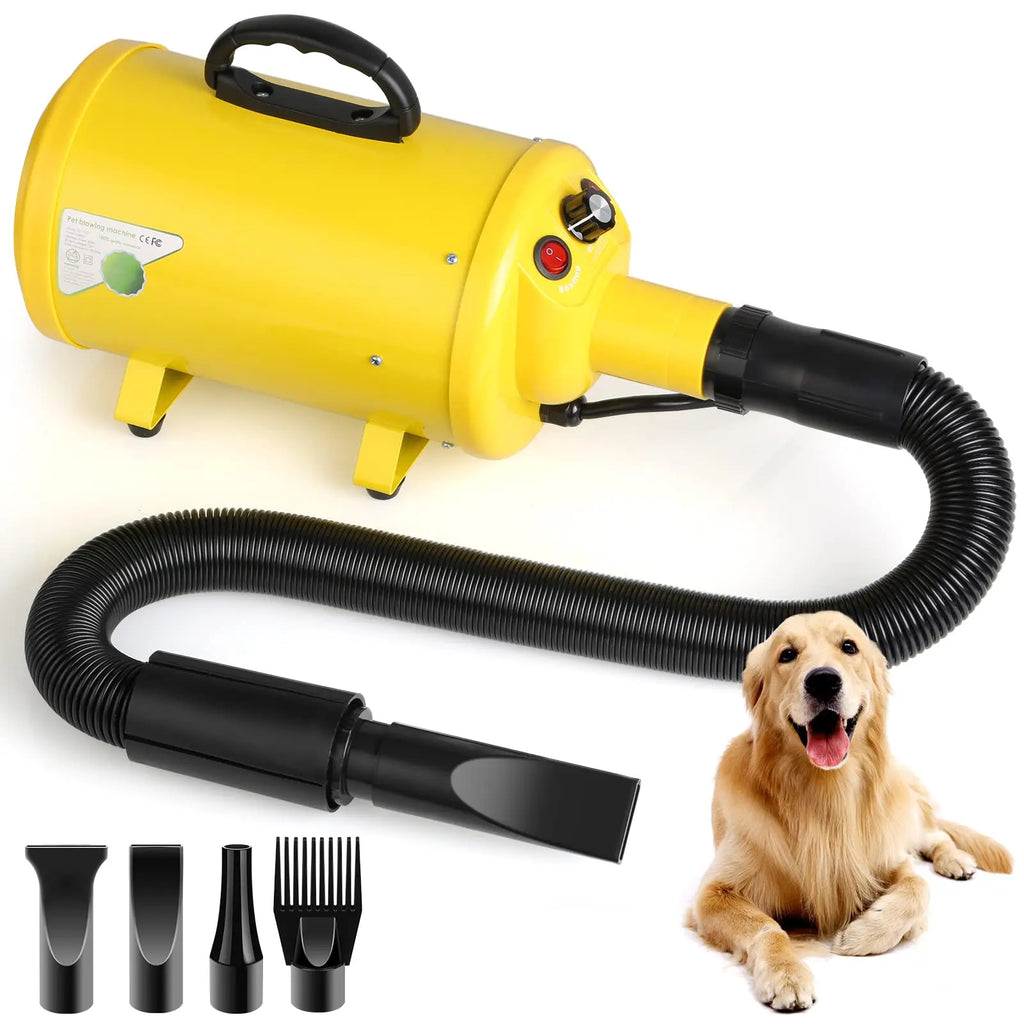 Dog Hair Dryer, 3.8HP 2800W Pet Grooming Blower for Large Dogs Hair Force Blaster with Heat