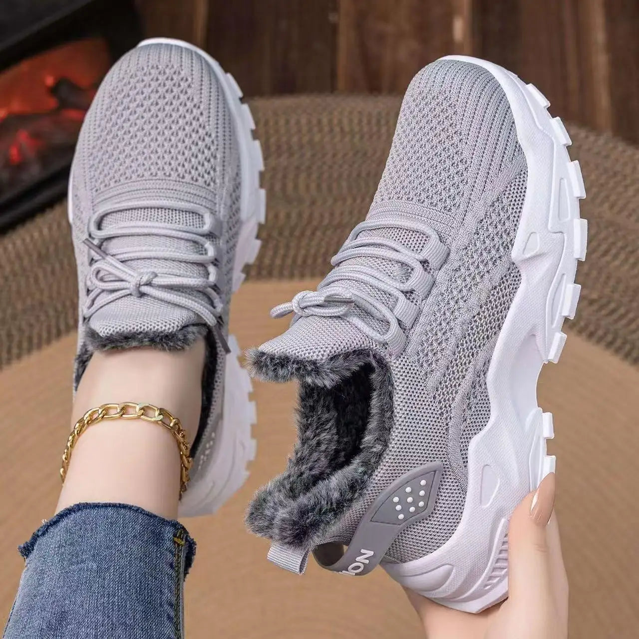 Women's Winter Lightweight Warm Sneakers Waterproof Non-Slip Outdoor Walking for Cold Weather