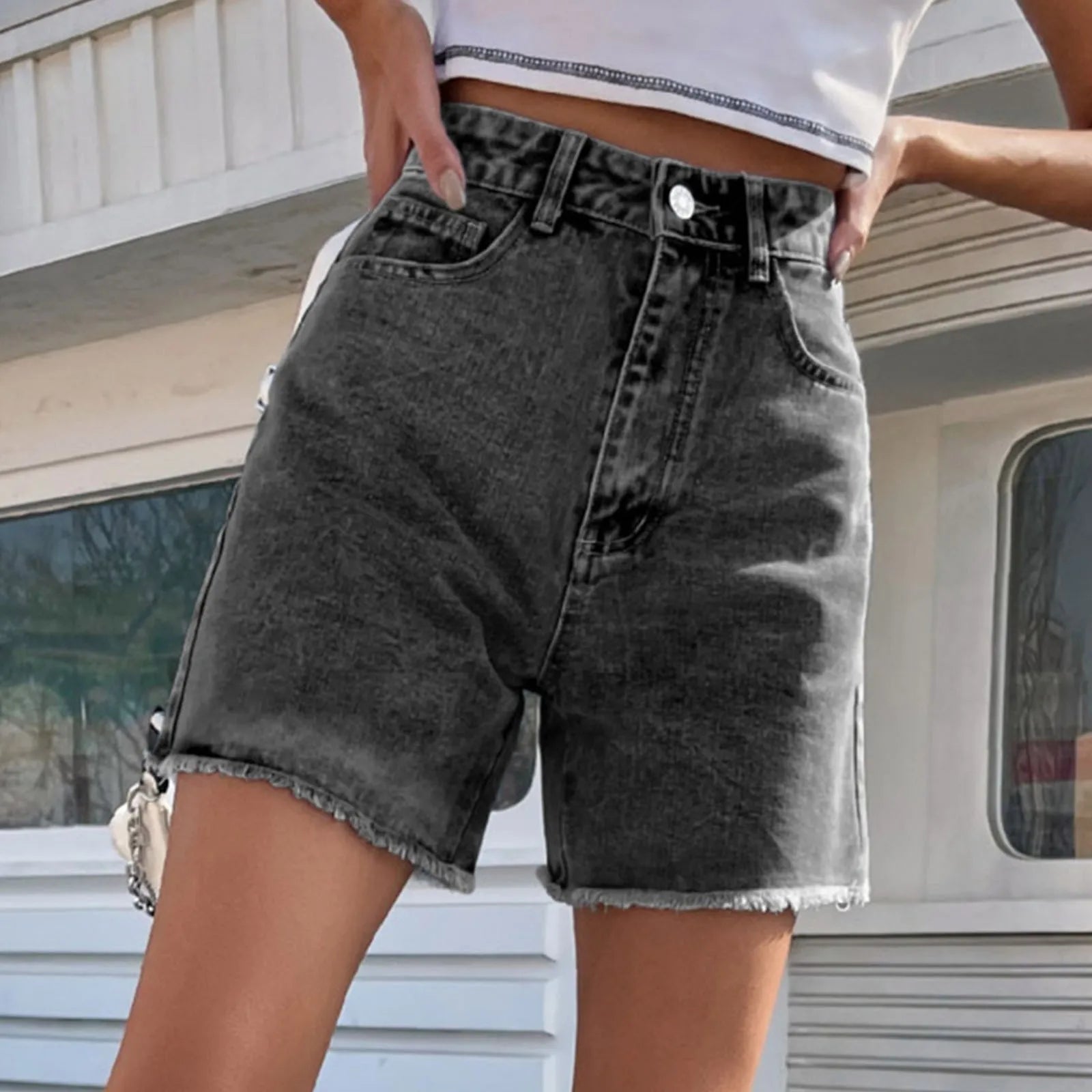 Summer Thin Baggy Half Length Denim Shorts Vintage High Waist Jean Short Pants Women