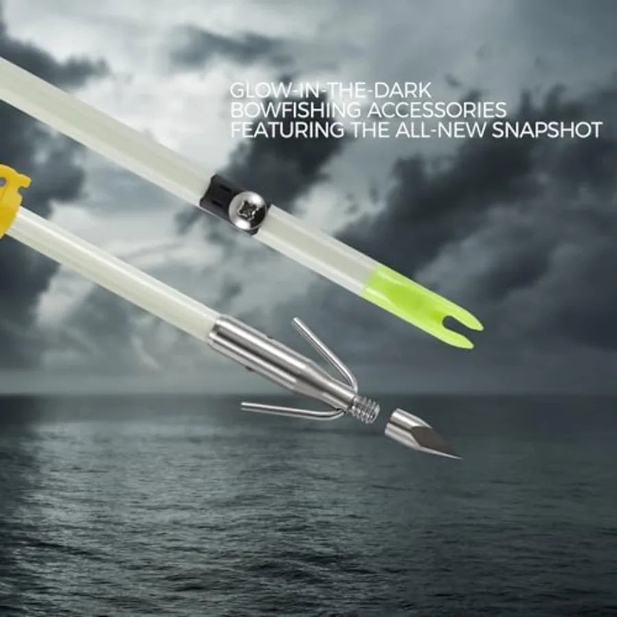 6 Pack 32 inch Bowfishing Arrows Luminous with Broadheads and Safety Slides for Compound