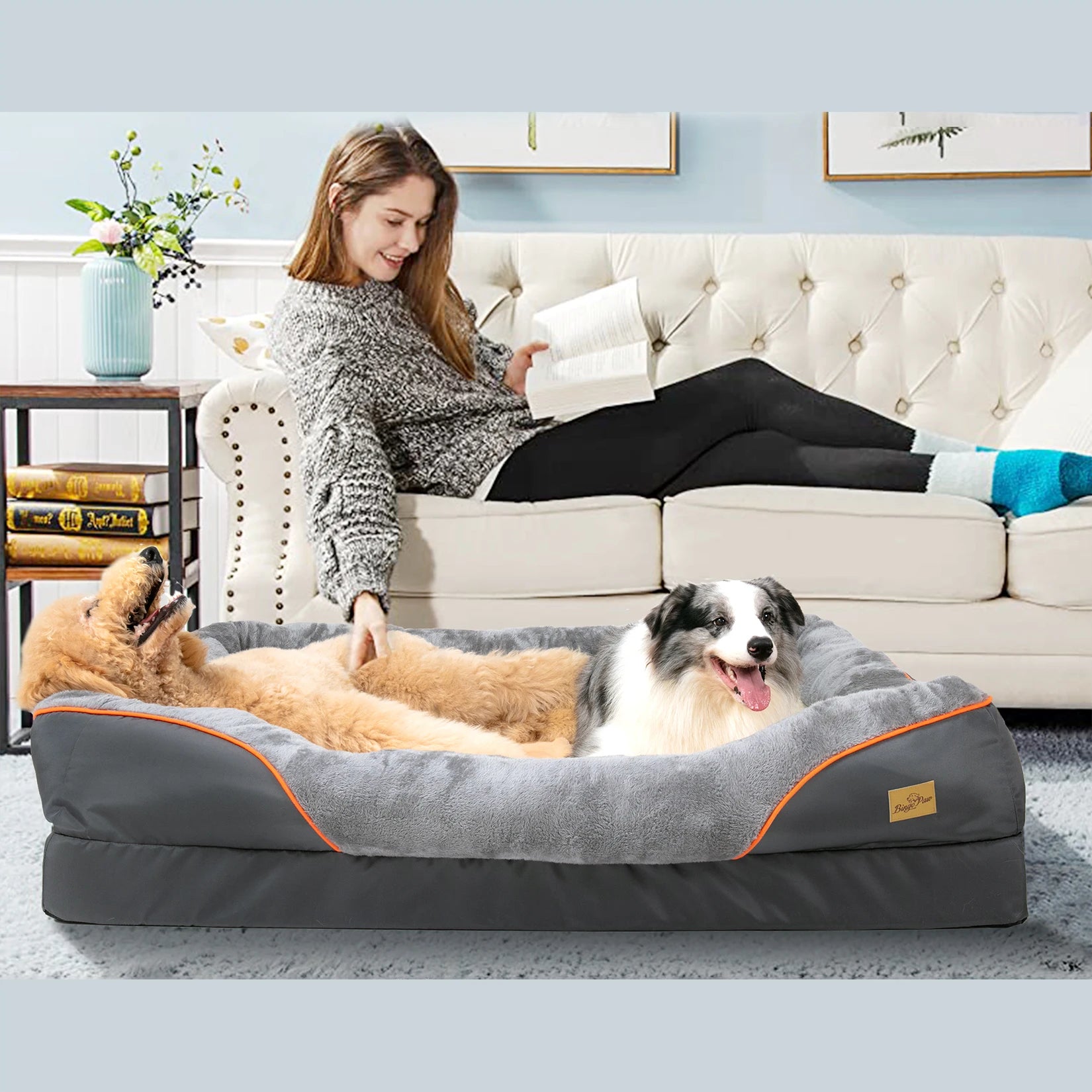 Large Dog Bed Soft Anti Allergy Warm Fleece Removable Washable Cover Pet Bed Waterproof