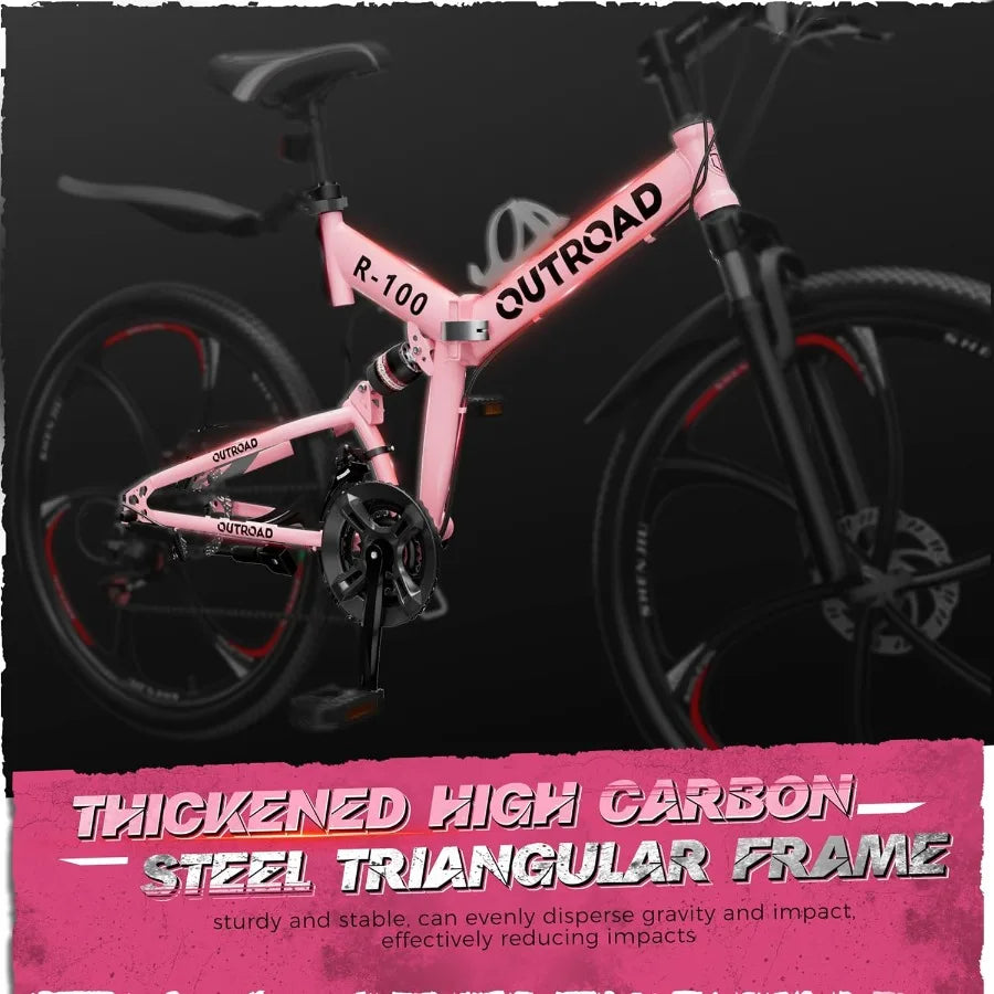 Foldable Mountain Bike 21Speed Dual Suspension