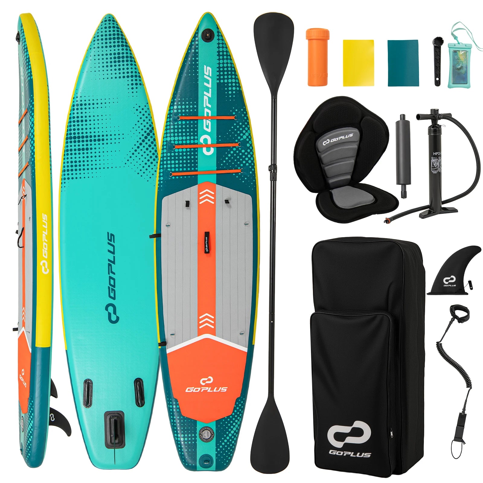 11' Inflatable Stand Up Paddle Board for Adults w/ Kayak Seat Leash Hand Pump
