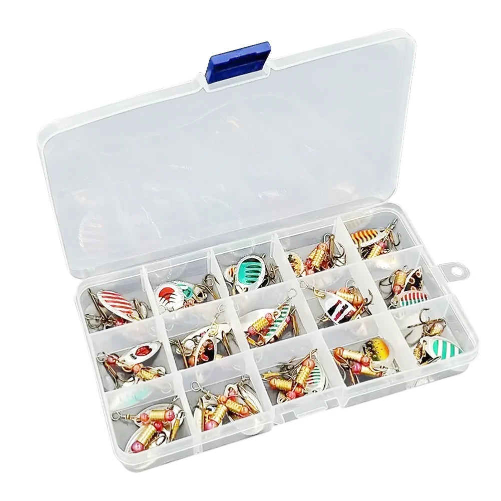 30pcs Metal Spoon Spinner Fishing Lure Spoonbait Crankbaits Fishing Wobblers Artificial Bait