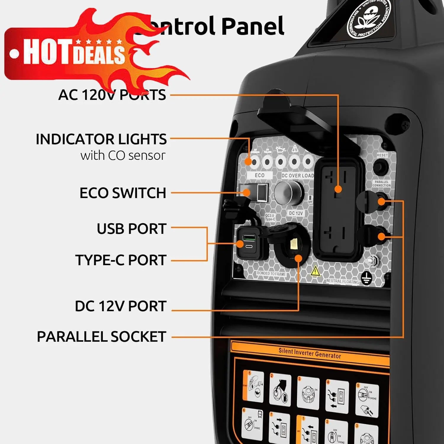 Portable Inverter Gas Powered , Quiet, Emergency Generator