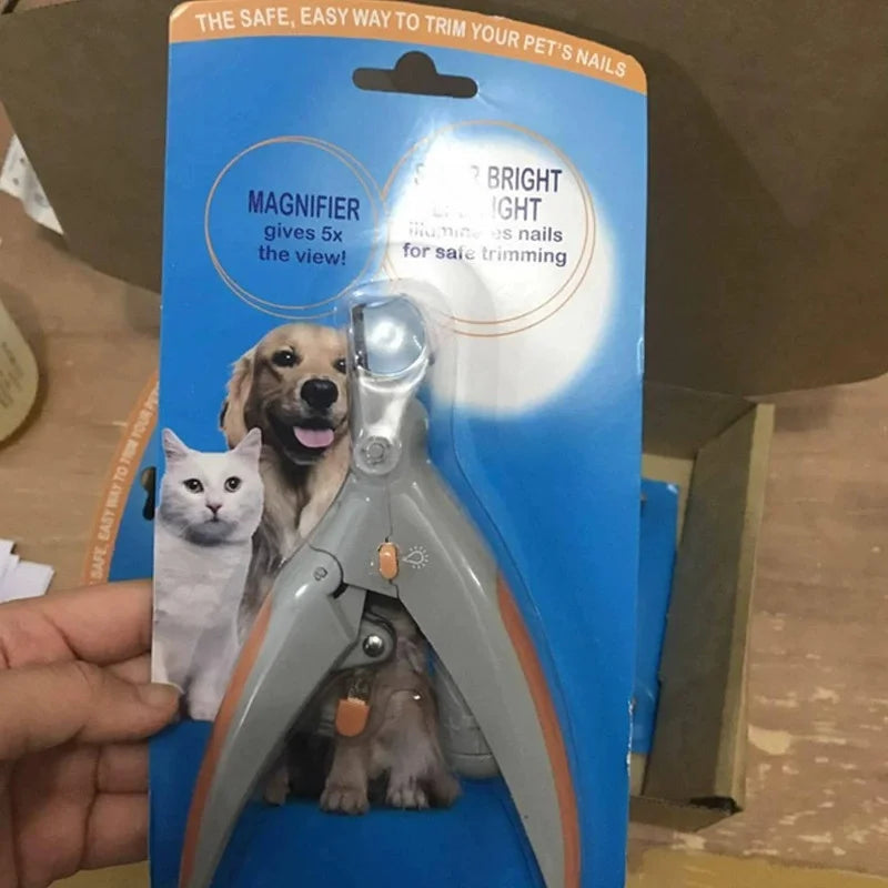 Professional Pet Metal Nail Clipper Scissors with LED Light Cat Dog Nail Clipper Tool