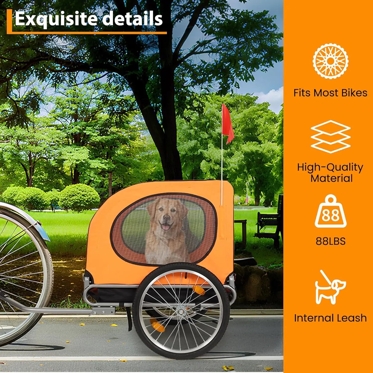 Bike Trailer 88Lbs Capacity, Carrier Foldable Oxford Fabric Universal Coupler with Quick Release Wheels