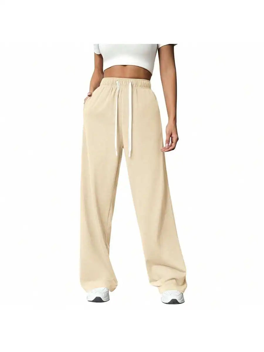 Women's Wide Leg Lounge Pants with Drawstring Waist and Pockets