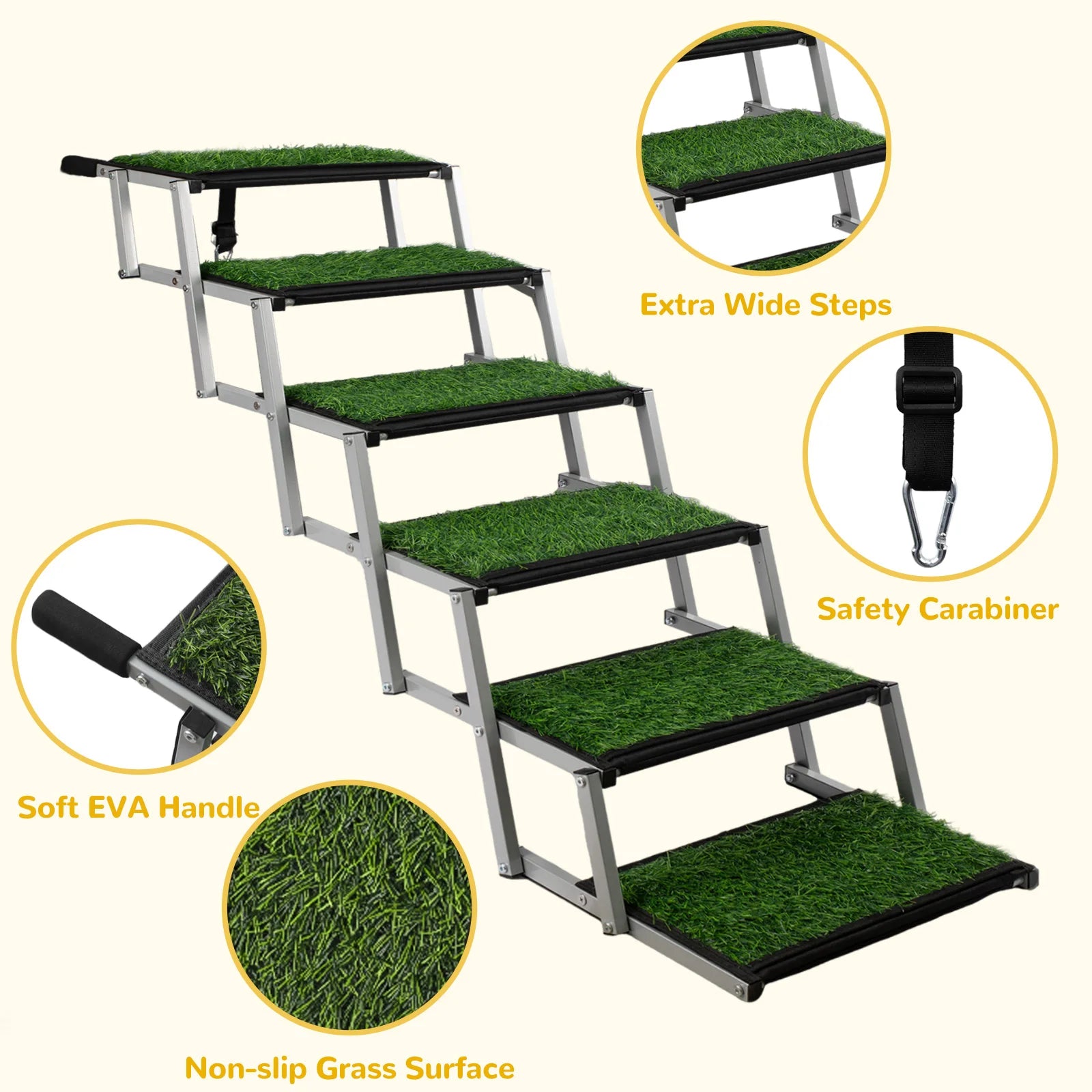 Extra Wide Dog Stairs for Large Dogs, Foldable Dog Ramp for Car with Non-Slip Surface,