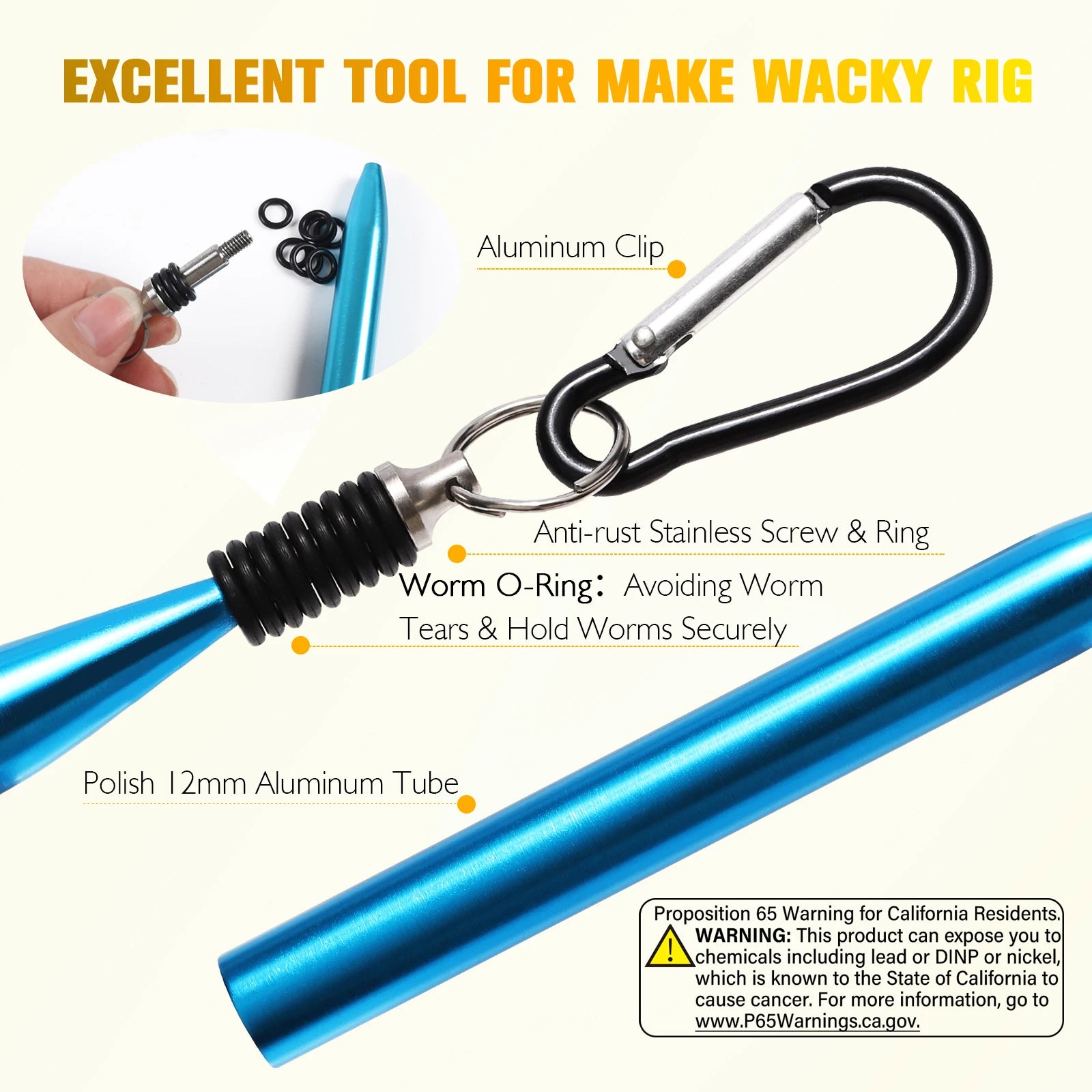 152Pcs Wacky Worm Kit for Bass Trout Fishing - Soft Plastic Baits, Bass Hooks,Weedless Jig Head, Wacky Rig Tool, O-Rings, Weight