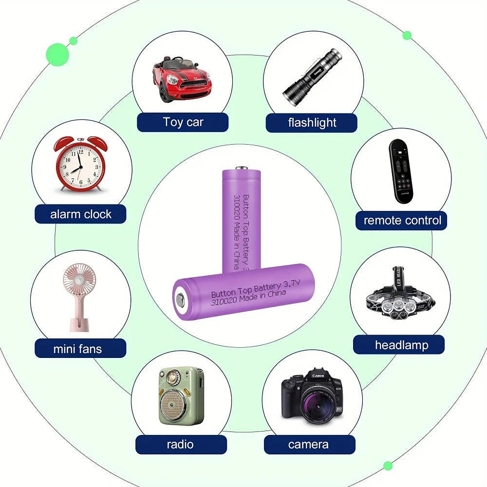 8 Pack 3.7V 2000mAh Rechargeable Lithium Li-ion Batteries for Camera Flashlight Torch Headlamp