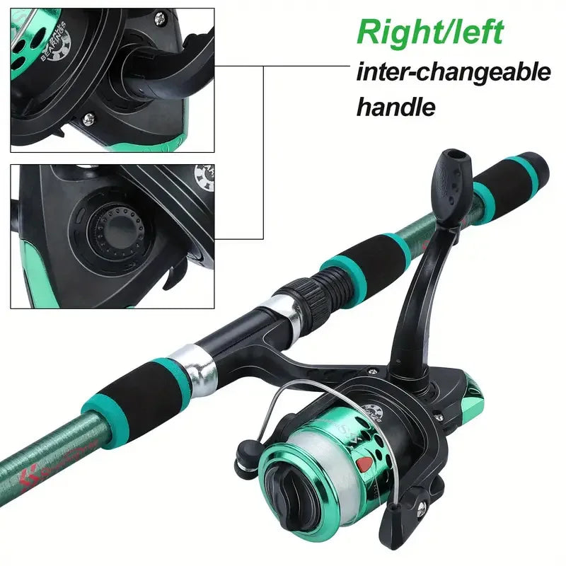 Fishing Pole Set With Telescopic Fishing Rod And Spinning Reel Baits Hooks Travel Pole Set