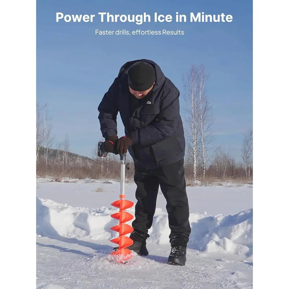 6-8 Diameter Ice Auger Bit Set with Replacement Blade, Blade Protector, and 1/2 Chuck Adapter