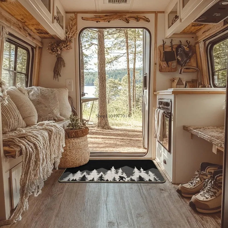 Sasquatch forest doormat, camper essentials, camping lover gift