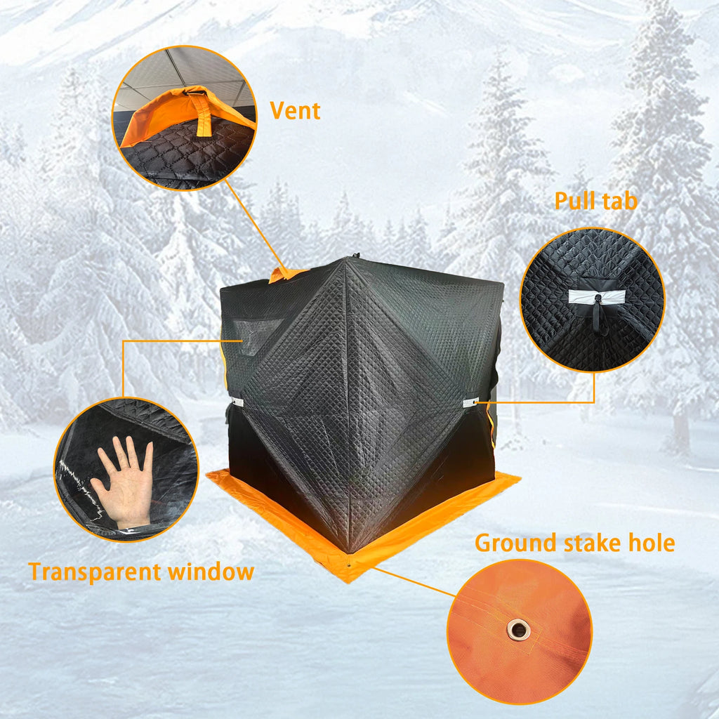 PAKICETUS Portable Outdoor Ice Fishing Shelter Windproof Windows & With Ventilation