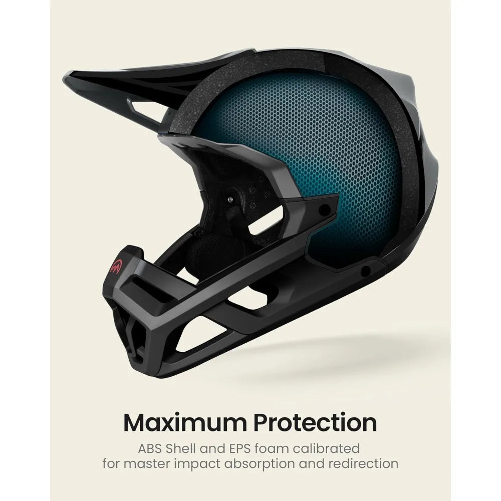 Full face mountain bike helmet - two removable chin pads, ventilated light racing downhill