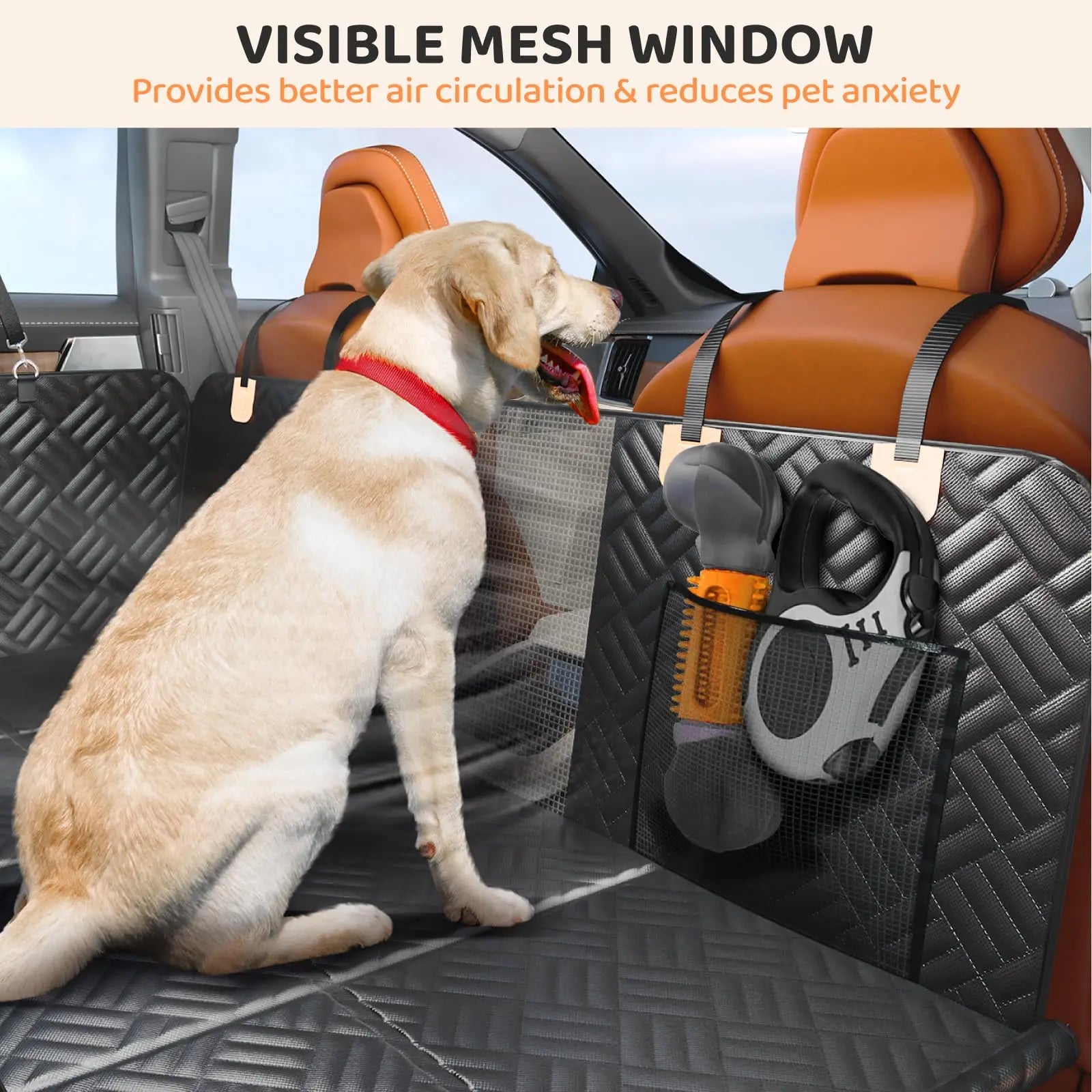 Car Rear Seat Dog Seat Cover, Hard Bottom Rear Seat Extender, Load-Bearing 400 Pounds, Anti-Scratch Washable Dog Hammock