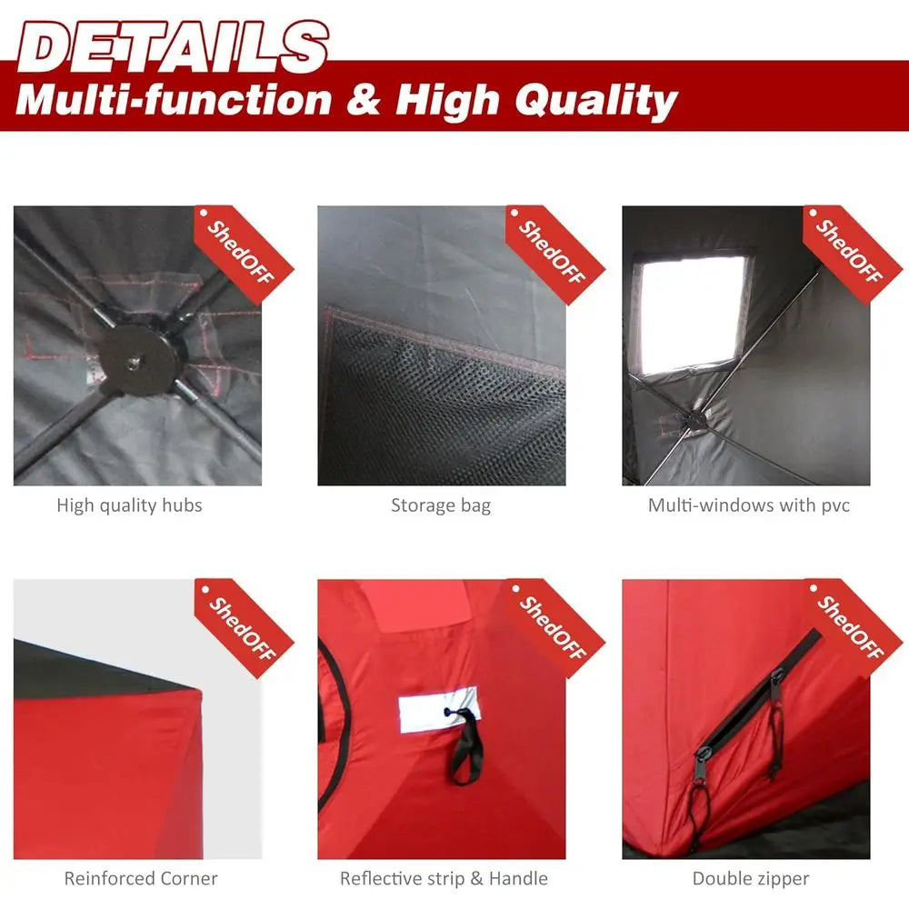 300D/600D Insulated Ice   fishing Shelter 2-3 Person, Wide Bottom Thermal Portable