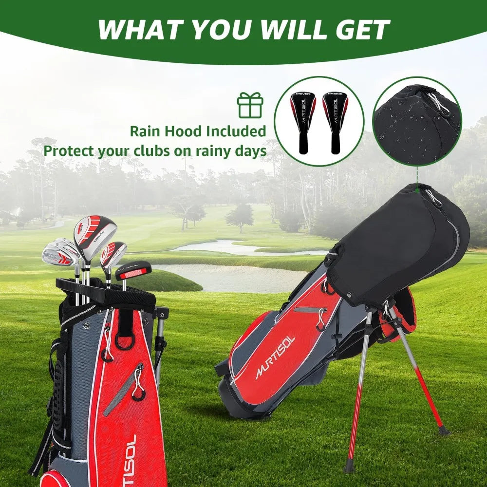 5/6 Pieces Kids Golf Club Set, Set Ages 4-12 Includes Stand Bag, Irons and Putter Right Hand