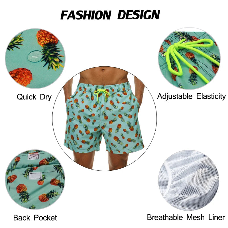 Quick Dry Summer Mens Siwmwear Beach Board Shorts Briefs For Man Swim Trunks
