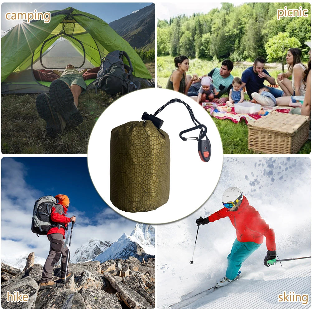 Emergency Thermal Sleeping Bag Portable Survival Blanket PE Aluminum Film Warm Windproof Waterproof for Camping Hiking Outdoor