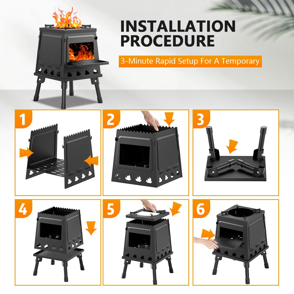 Wood Burning Camp Stove Portable Cast Iron Wood Stove