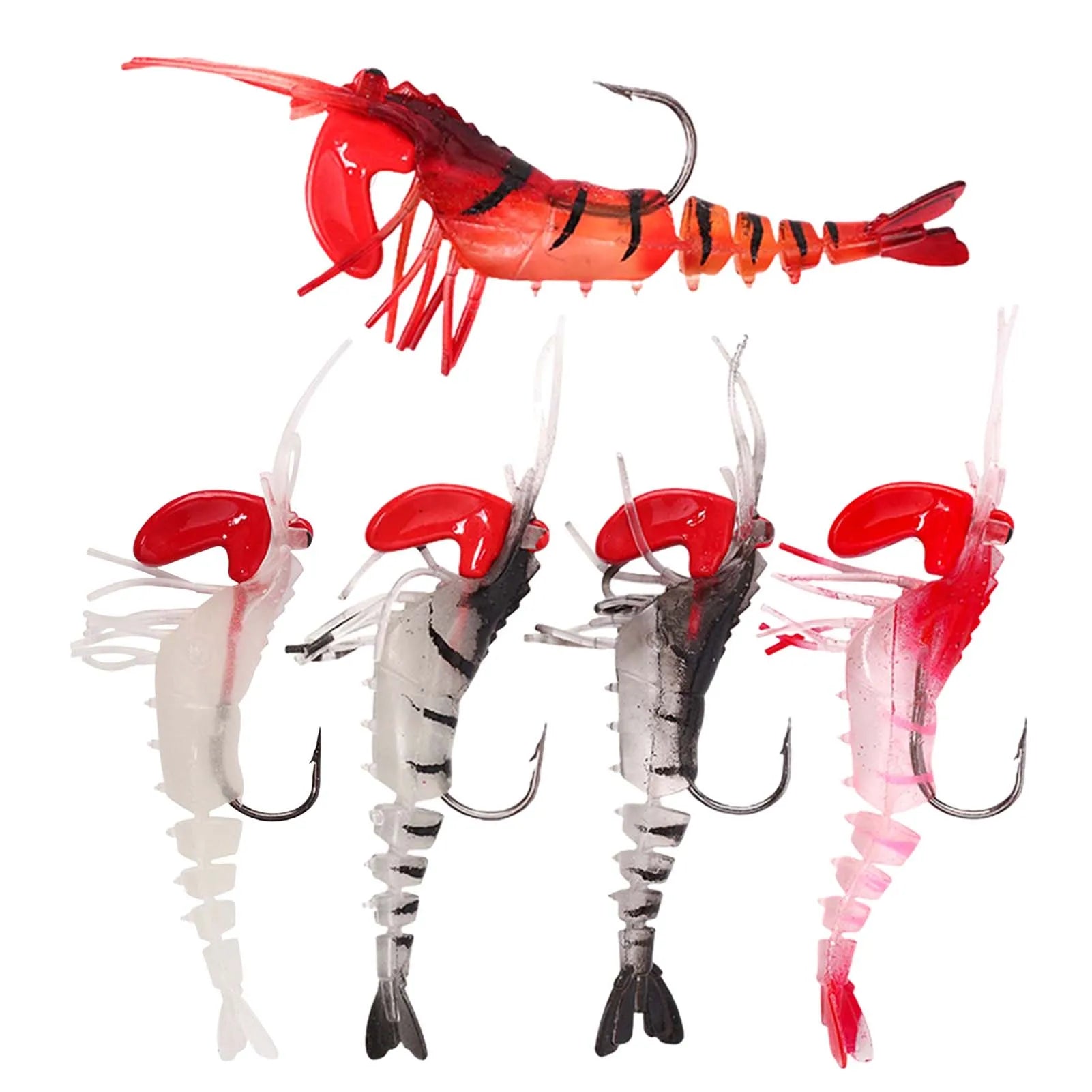 5pcs Soft Shrimp Lure Rigs Fishing Tackle Hooks Jigs Lifelike Swimbait