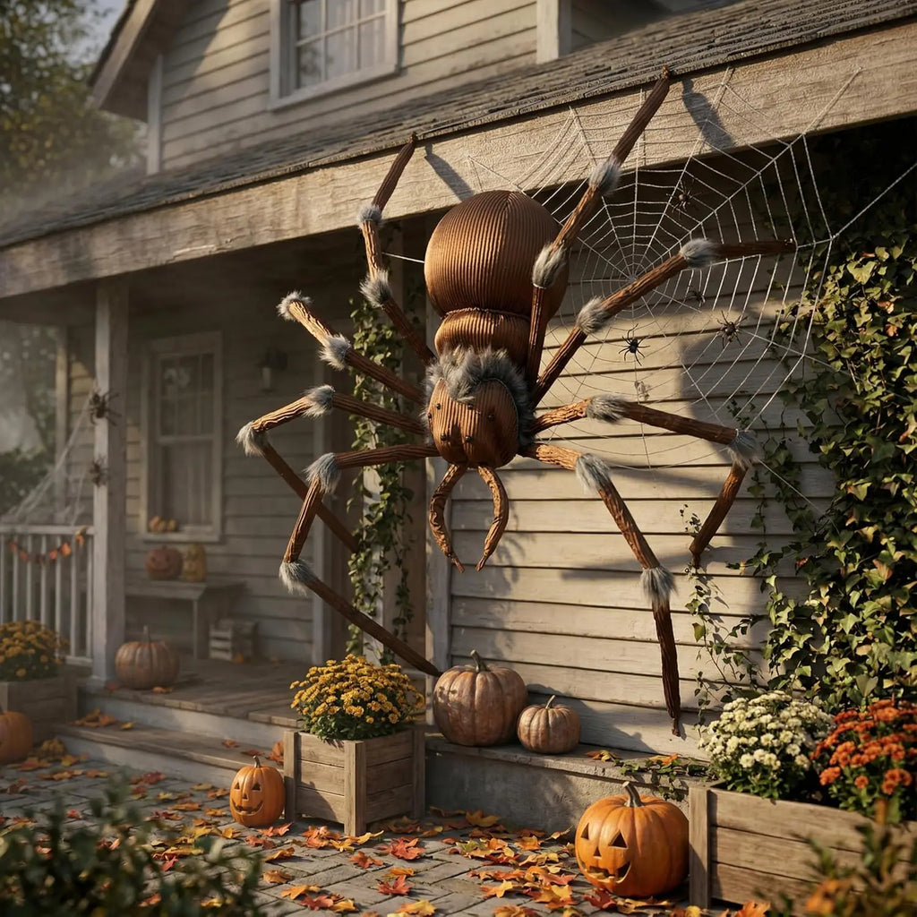 45” Scary Large Spider Halloween Decorations Brown Giant Spider Halloween Decor Outside, Indoor Party, Yard Lawn Garden Haunted House Prop