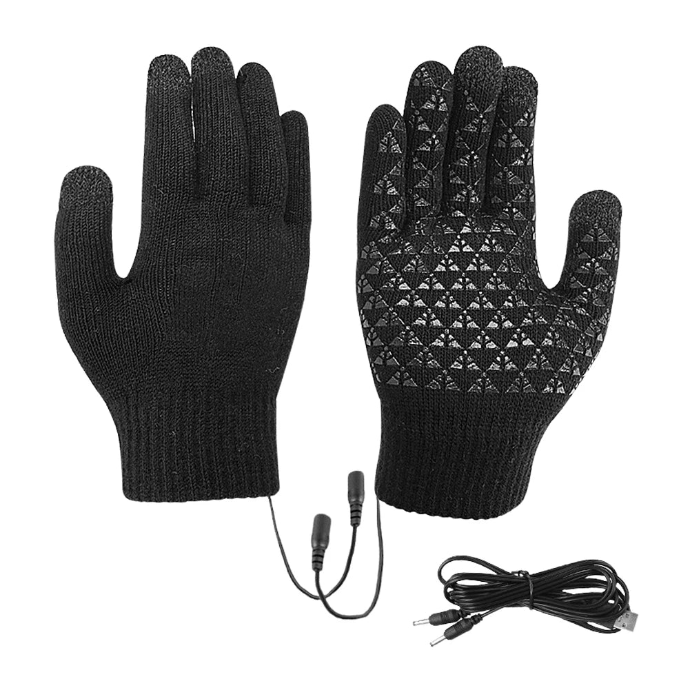 Electric Heated Gloves Touch Screen Outdoor Riding Skiing Mitten USB Heated Gloves Winter Cycling Gloves