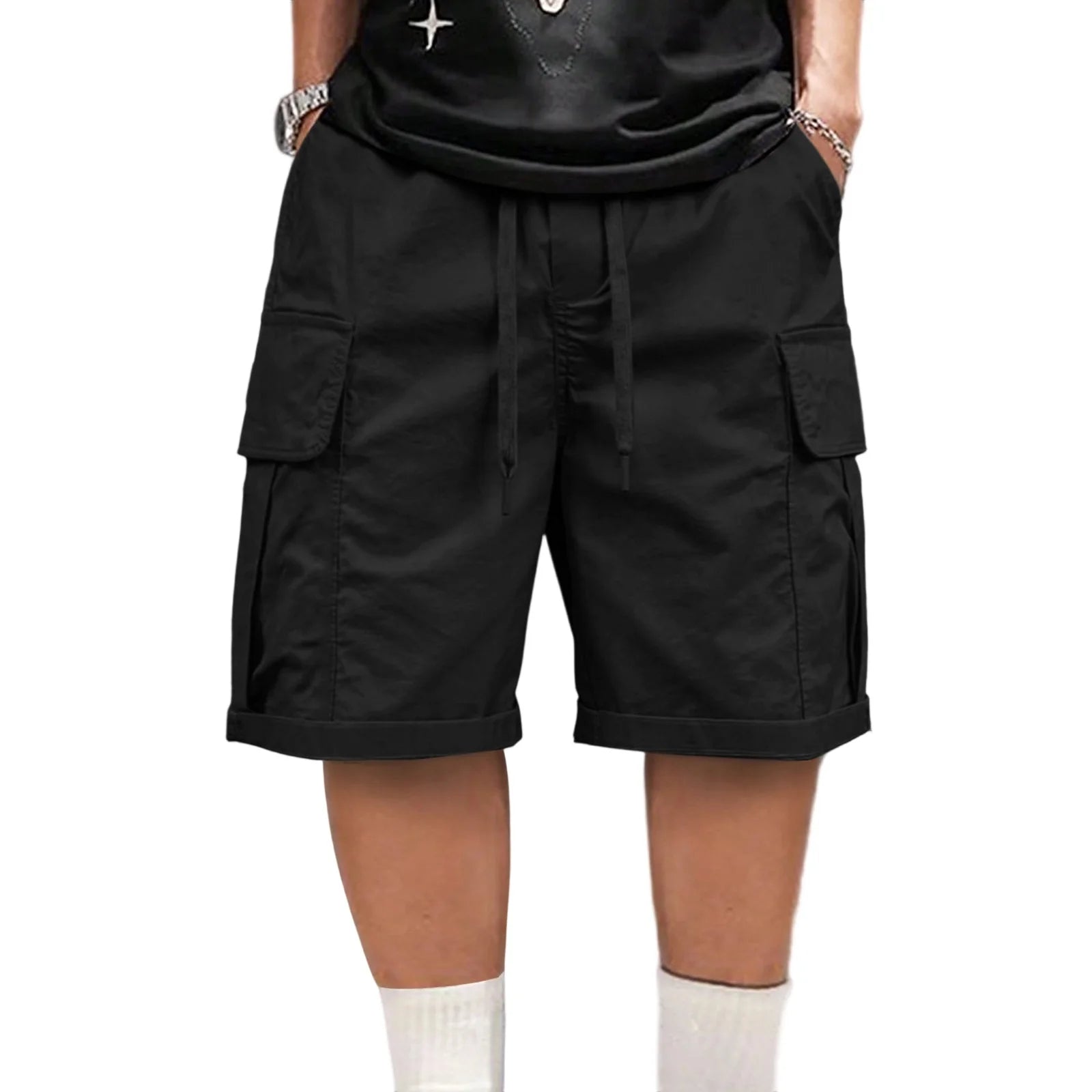 Men s Lightweight Quick Dry Cargo Shorts with Elastic Waistband and Multiple Pockets