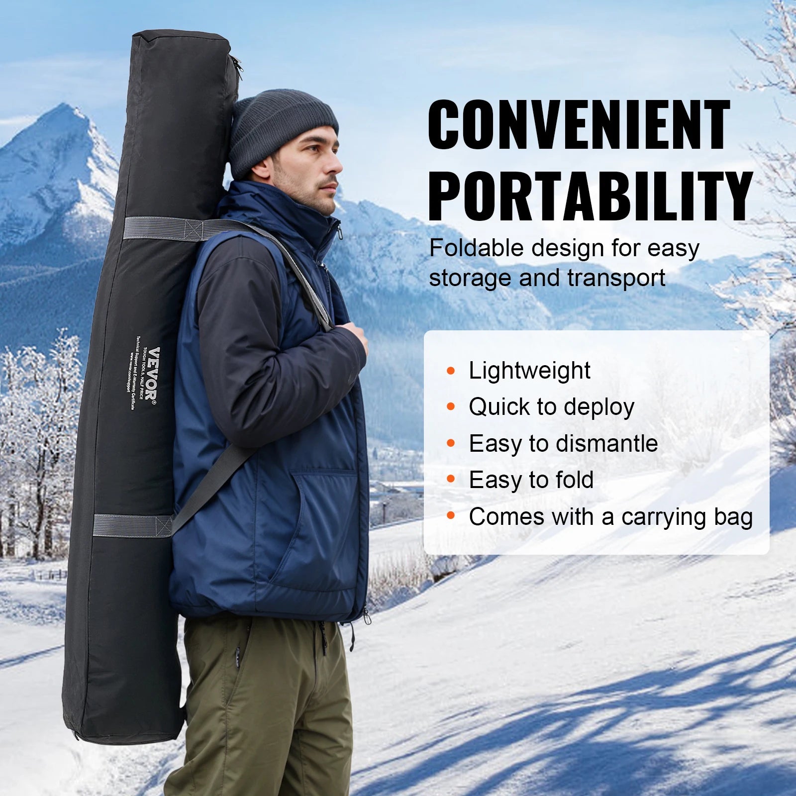 Portable Ice Shelter Insulated Pop-Up Ice Fishing Tent