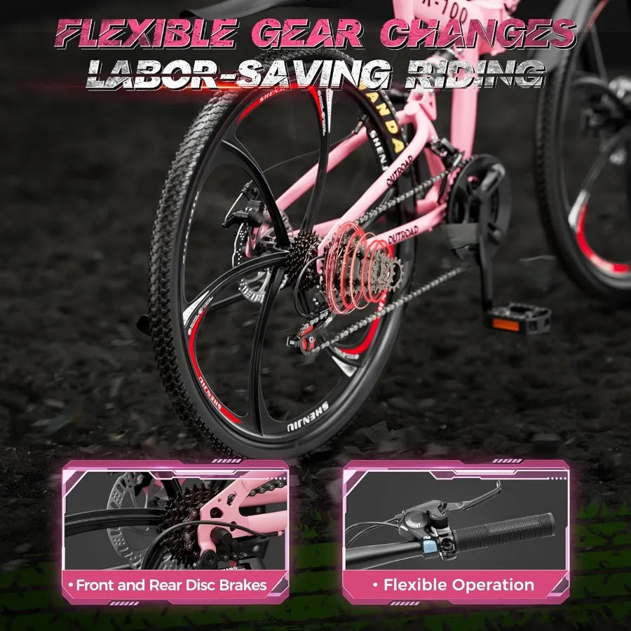 Foldable Mountain Bike 21Speed Dual Suspension