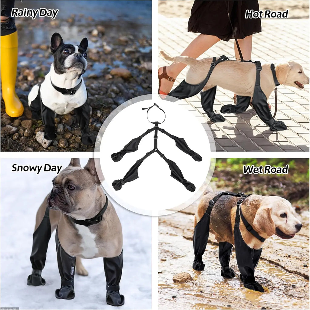 Anti-Slip Dog Shoes Pet Paw Protector Rain Booties, Outdoor Suspender Sock Shoes for Small Medium Large
