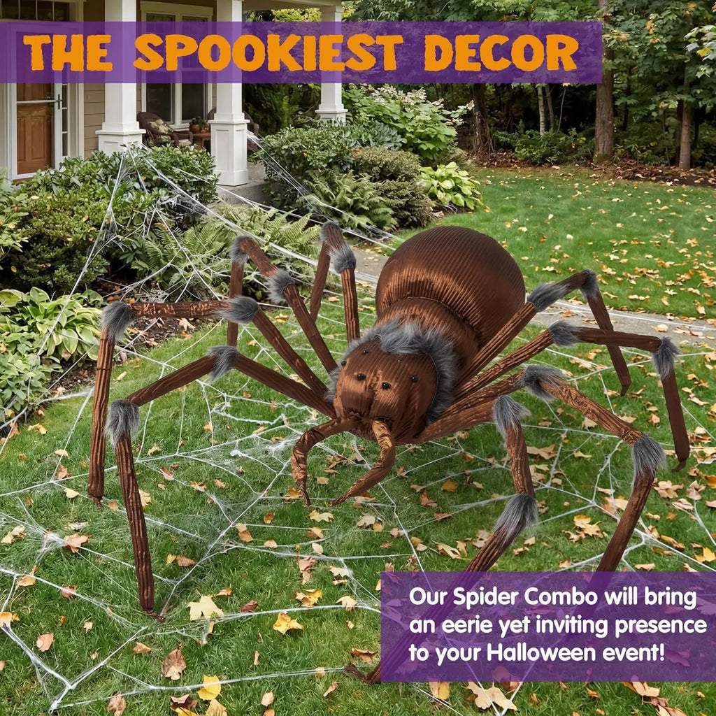 45” Scary Large Spider Halloween Decorations Brown Giant Spider Halloween Decor Outside, Indoor Party, Yard Lawn Garden Haunted House Prop
