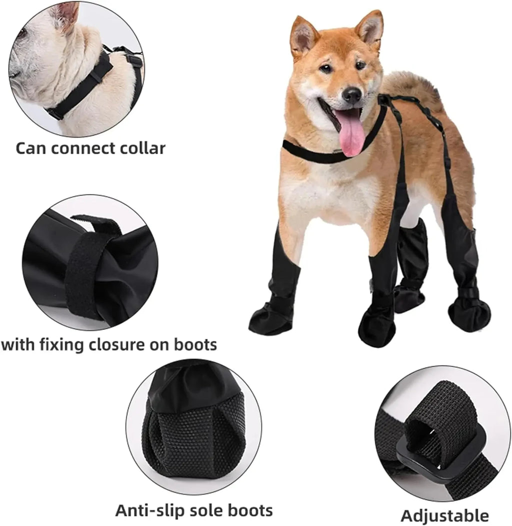 Anti-Slip Dog Shoes Pet Paw Protector Rain Booties, Outdoor Suspender Sock Shoes for Small Medium Large
