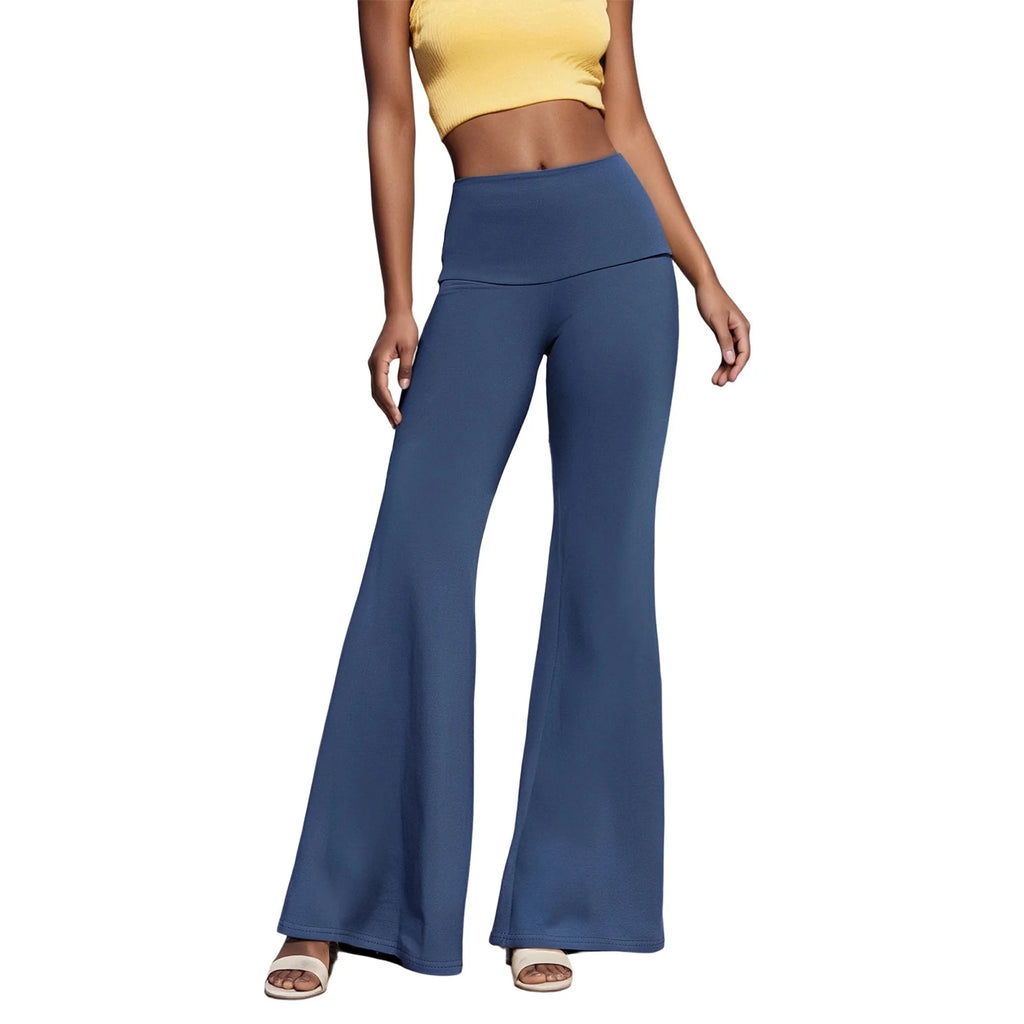 Casual Wide Leg Sweatpants for Women Fold Over Low Rise Flare Yoga Lounge Pants Fold over Low Flare