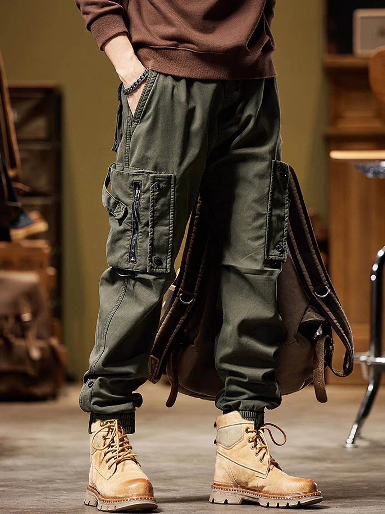 Multi-pockets Ribbons Bandage Tactical Techwear Cargo Pants Mens Harajuku Punk Hip Hop Joggers