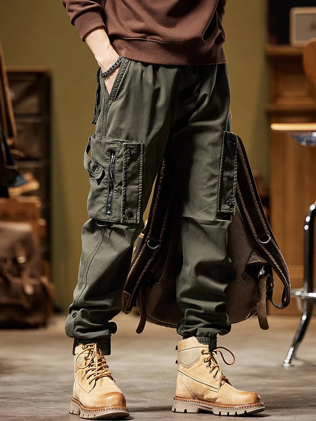 Multi-pockets Ribbons Bandage Tactical Techwear Cargo Pants Mens Harajuku Punk Hip Hop Joggers