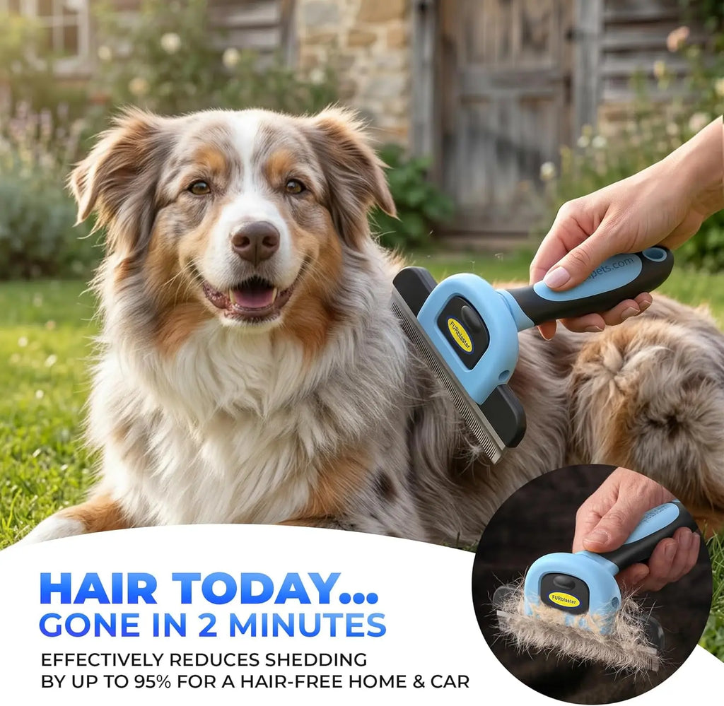 Dog Brush for Shedding – Stainless Steel Deshedding Brush for Dogs & Cats, Removes Loose Undercoat Hair, Reduces Shedding