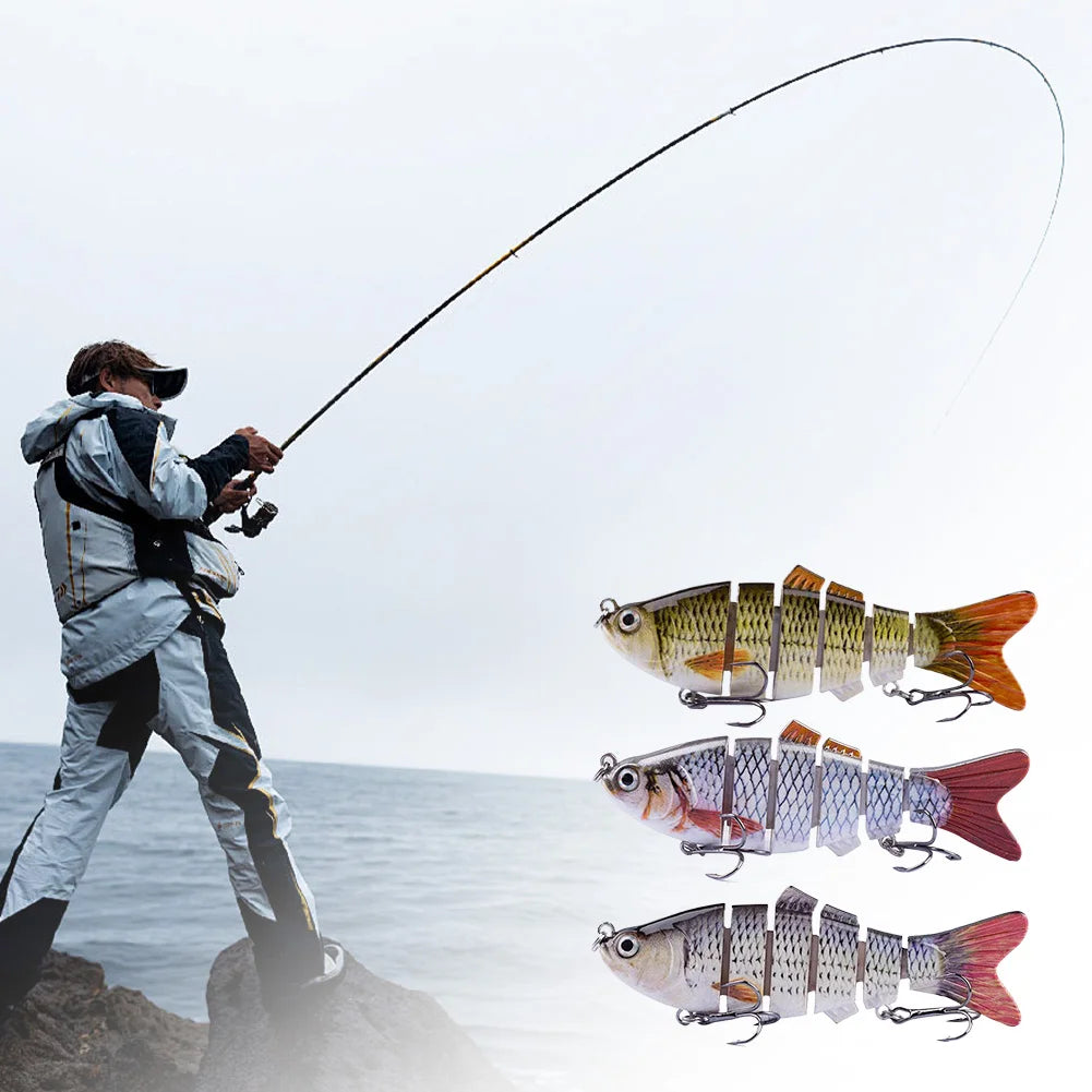 10cm/16.5g Robotic Fishing Lure with Treble Hooks Lifelike Slow Sinking Fish Bait Bionic Swimming Bait for Freshwater Saltwater