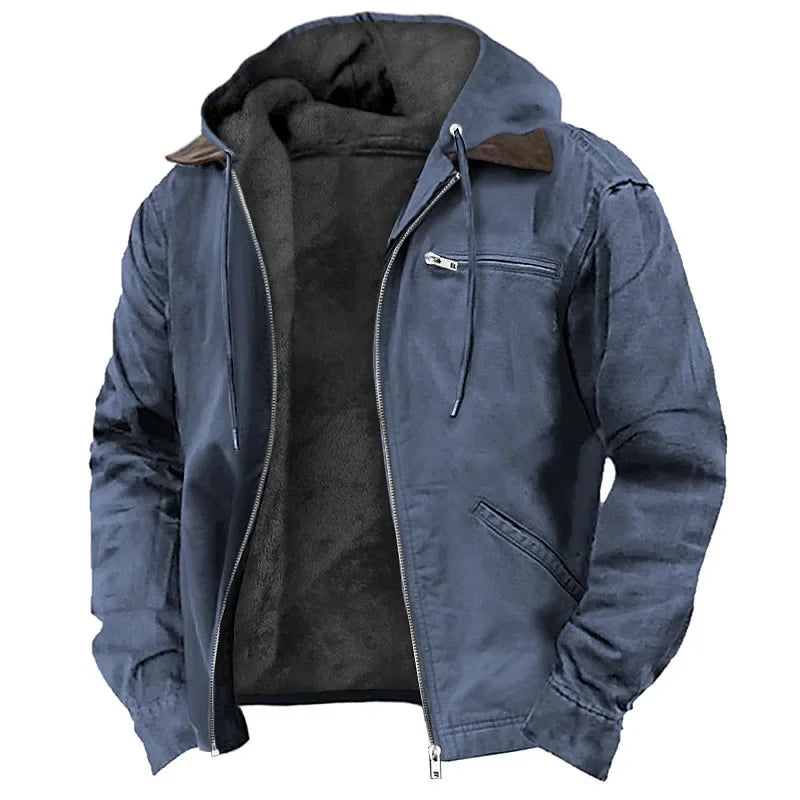 2026 New Fashion European and American Cross-border E-commerce, Solid Color Hooded Cotton Clothes Casual Men's