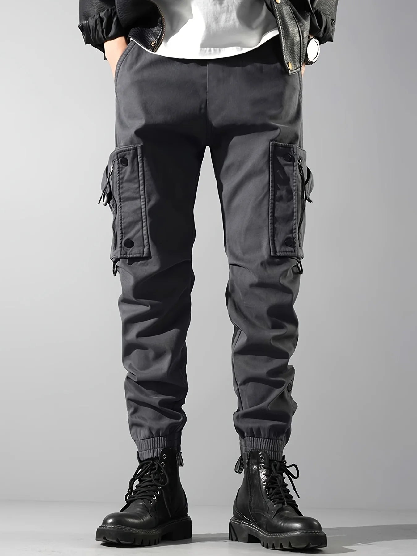 Multi-pockets Ribbons Bandage Tactical Techwear Cargo Pants Mens Harajuku Punk Hip Hop Joggers