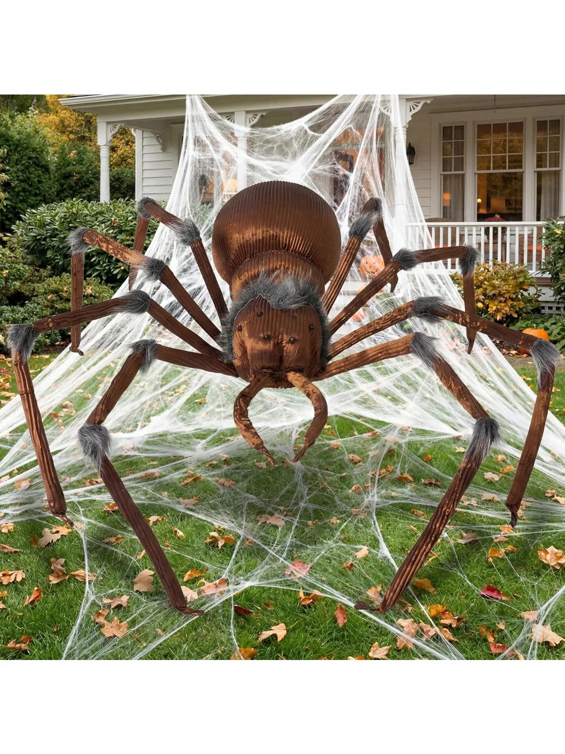 45” Scary Large Spider Halloween Decorations Brown Giant Spider Halloween Decor Outside, Indoor Party, Yard Lawn Garden Haunted House Prop