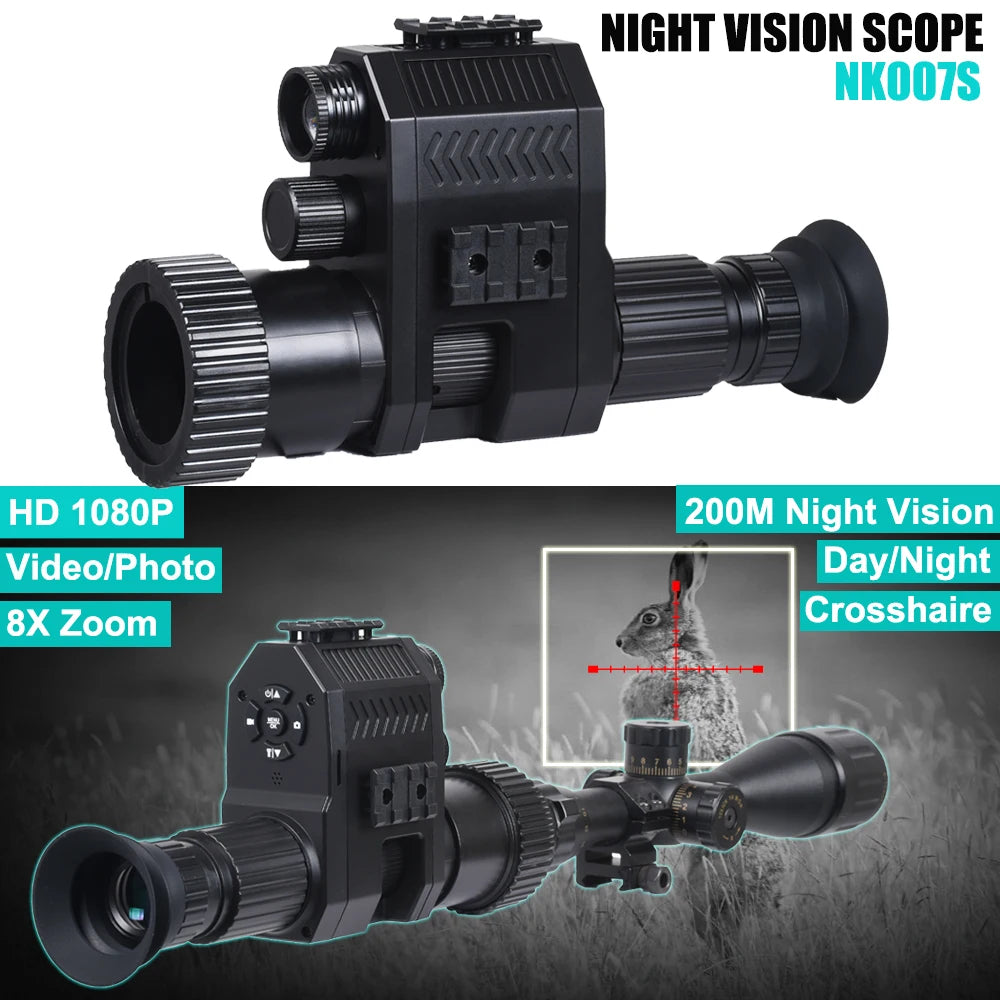 Digital Night Vision Riflescope Monocular HD 1080P 8X Zoom 850NM Infrared 200M Night Vision