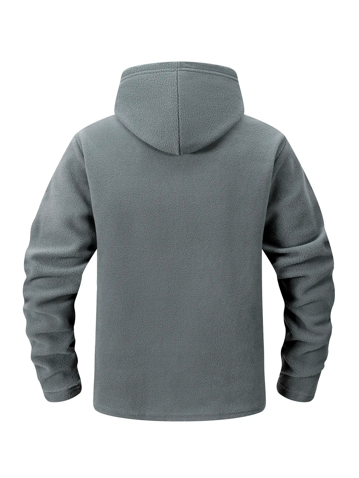 Men Fleece Hooded Jacket Full Zip Hoodie Multi Zipper Pockets Hook & Loop Patch Panel Coat Outdoor