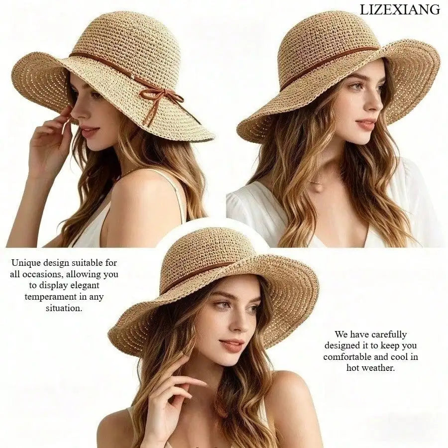 Women's Woven Straw Hat For Summer, Bohemian Elegant Sun Hat, Outdoor UV Protection Hat For Ladies