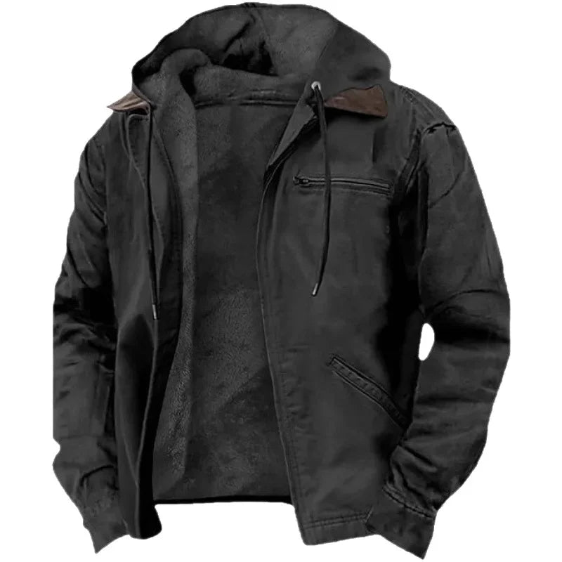 2026 New Fashion European and American Cross-border E-commerce, Solid Color Hooded Cotton Clothes Casual Men's