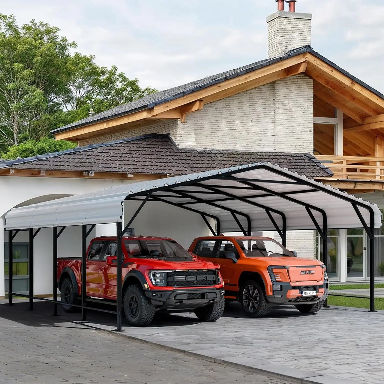 12x15 FT Heavy Duty Metal Carport Canopy with Enhanced Base & Frame