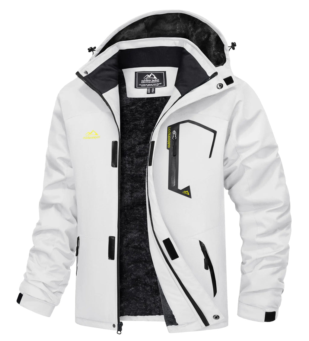 Men's Water-Resistant Ski Jacket Winter Fleece Lined Snow Coat Warm Windproof Outdoor Jacket